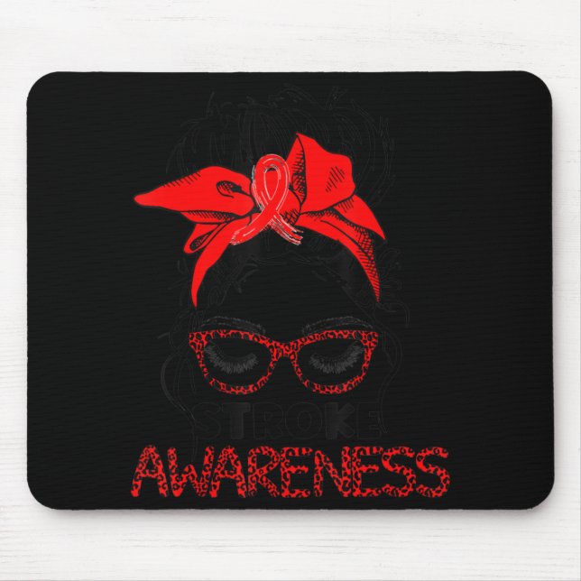 Mousepad Leopard Messy Hair Bun Stroke Awarness Sobrevivent (Frente)