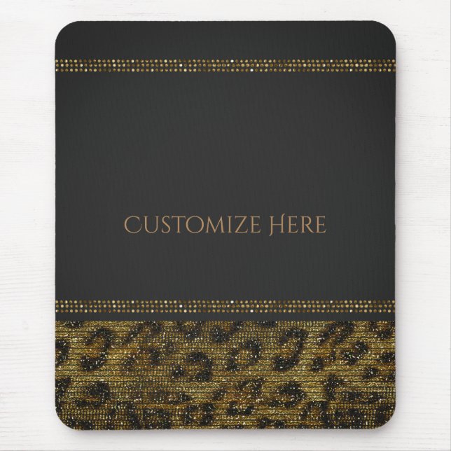 Mousepad Leopard Sparkle Sequins Glam Chic Modern Bling (Frente)