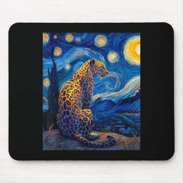 Mousepad Leopard - Van Gogh Style Starry Night Funny Graphi (Frente)