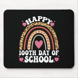 Mousepad Leopardo Arco-íris Feliz 100º Dia Escolar Fofo 100