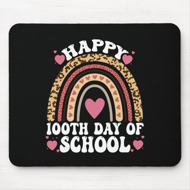 Mousepad Leopardo Arco-íris Feliz 100º Dia Escolar Fofo 100 (Frente)