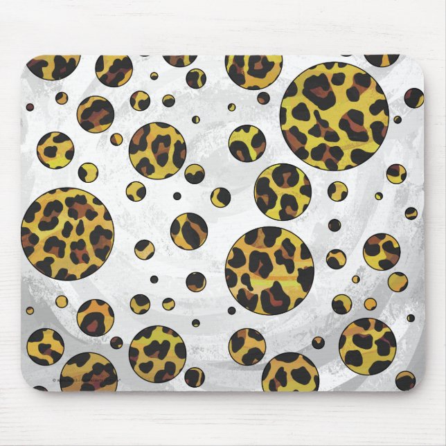 Mousepad Leopardo Castanho e Bolinhas Amarela (Frente)