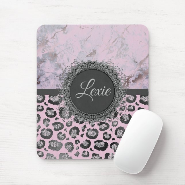 Mousepad Leopardo da Gliteria do Mármaco Leve Rosa Personal (Com mouse)