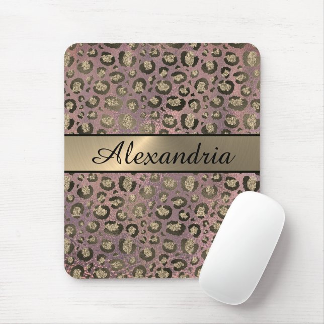 Mousepad Leopardo da rosa Dourada (Com mouse)