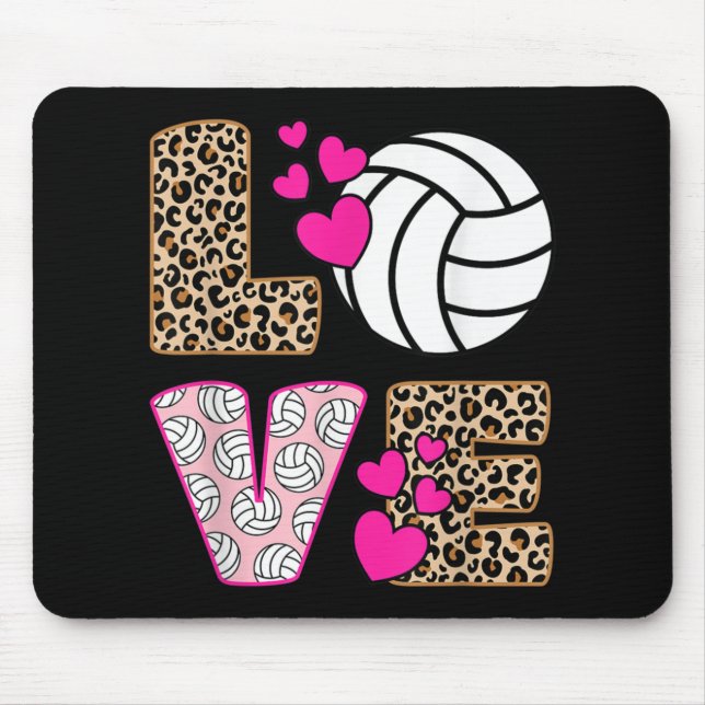 Mousepad Leopardo-de-vôlei com amor bonito Mulheres Imprimi (Frente)