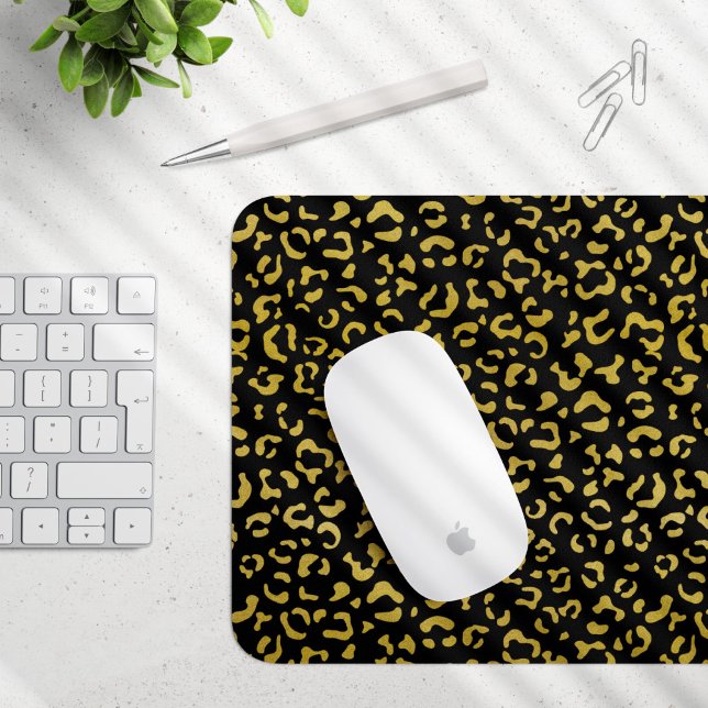 Mousepad Leopardo Dourado, Brilhante Dourada, Padrão-Leopar (Criador carregado)