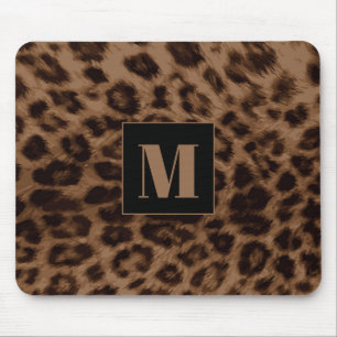 Mousepad Leopardo Impressão de Animais Pretos Monograma Pre