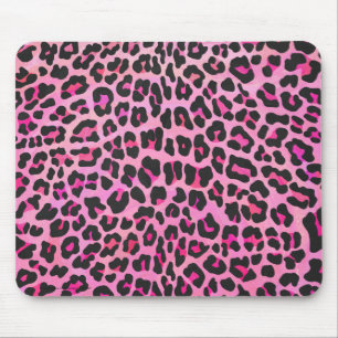 Mousepad Leopardo, Impressão preto e rosa quente
