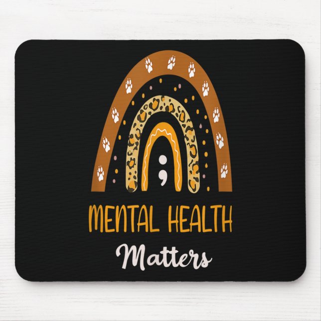Mousepad Leopardo Imprime Arco-Íris Para Saúde Mental (Frente)