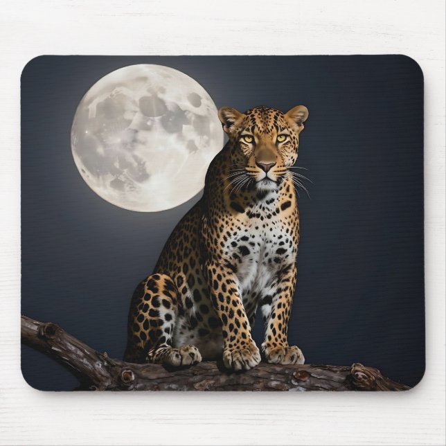 Mousepad Leopardo Majestoso e Lua Cheia   (Frente)