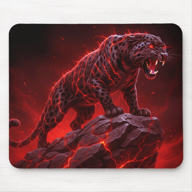 Mousepad Leopardo Manchado Com Cargas Elétricas Vermelhas (Frente)