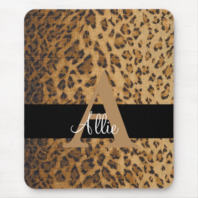 Mousepad Leopardo Monograma - Letra inicial A Computador (Frente)