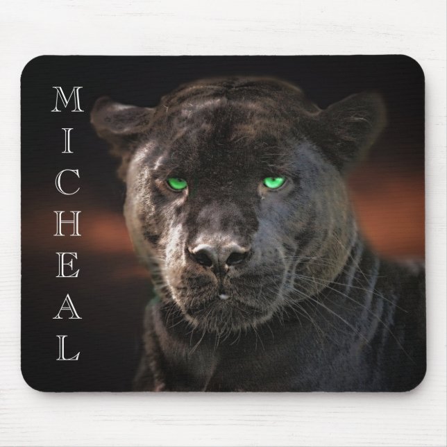 Mousepad Leopardo Negro — Grande Gato Personalizado (Frente)