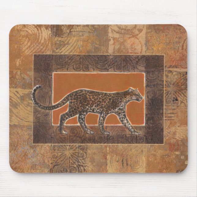 Mousepad Leopardo no fundo laranja e castanho (Frente)