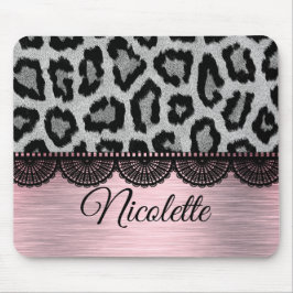 Mousepad Leopardo-rico e rendas com Blush Rosa