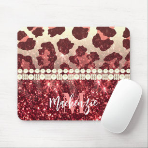 Mousepad Leopardo rosa e brilho