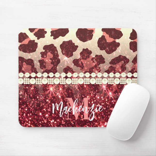 Mousepad Leopardo rosa e brilho (Com mouse)