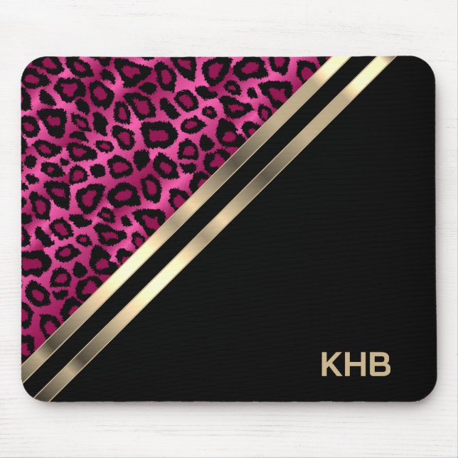 Mousepad Leopardo Rosa - Monograma (Frente)