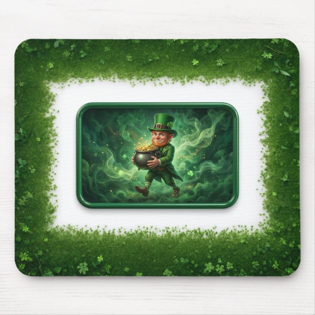 Mousepad Leprechaun Carrying Pot Of Gold (Frente)