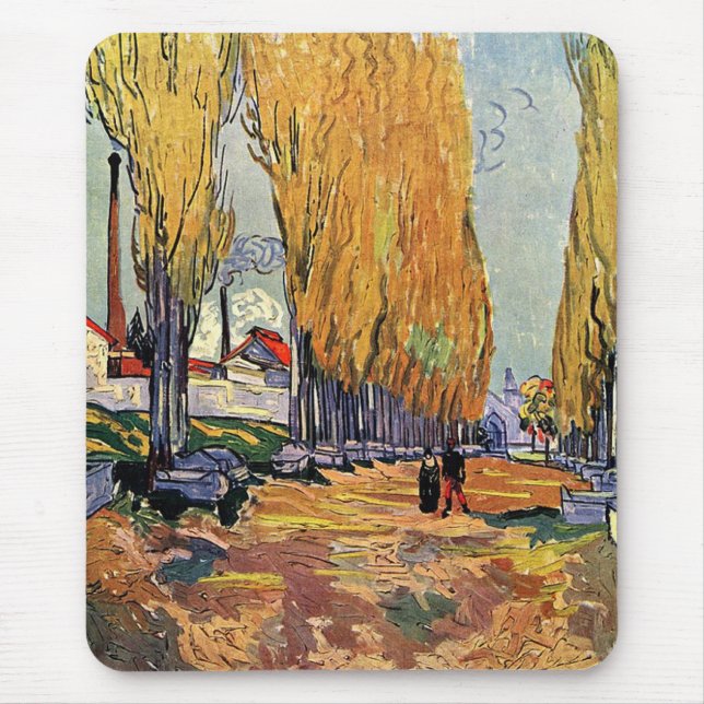 Mousepad Les Alyscamps por Van Gogh. Paisagem do outono (Frente)