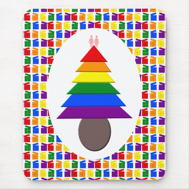 Mousepad Lésbicas Árvore de Natal Rainbow e Presentes (Frente)