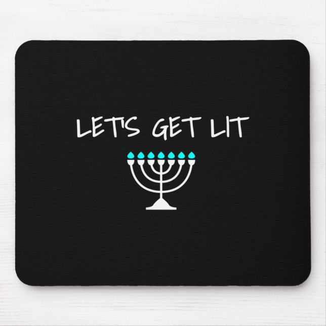 Mousepad Let S Get Lit Jewish Hanukkah Menorah Chanukkah  (Frente)