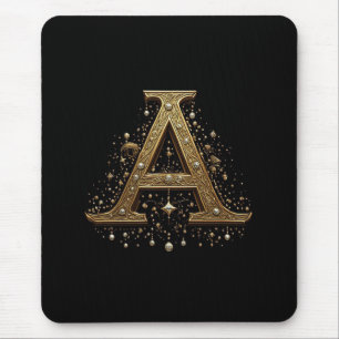 Mousepad Letra A Dourada Ornamentada Luxo Monograma Vintage