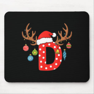 Mousepad Letra D Monograma De Natal Alfabeto Inicial Orname