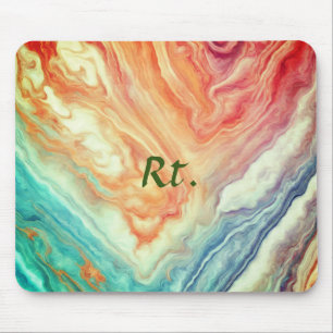 Mousepad Letra de nome colorida abstrata geométrica em márm