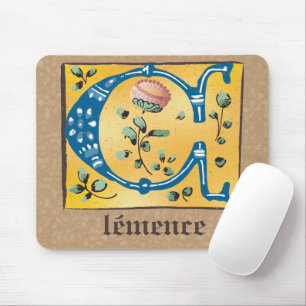 Mousepad Letra Floral Iluminada Medieval C Monograma