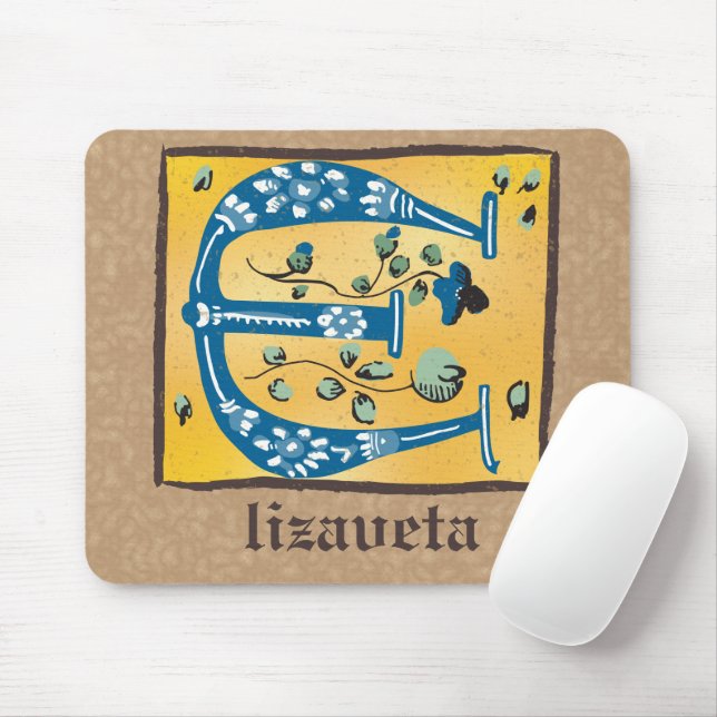 Mousepad Letra Floral Iluminada Medieval E Monograma (Com mouse)