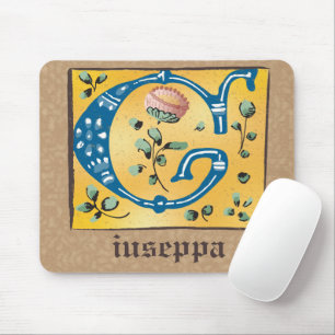 Mousepad Letra Floral Iluminada Medieval G Monograma
