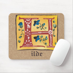 Mousepad Letra Floral Iluminada Medieval H Monograma