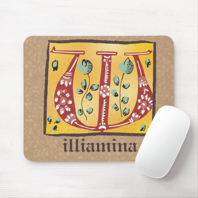 Mousepad Letra Floral Iluminada Medieval W Monograma (Com mouse)