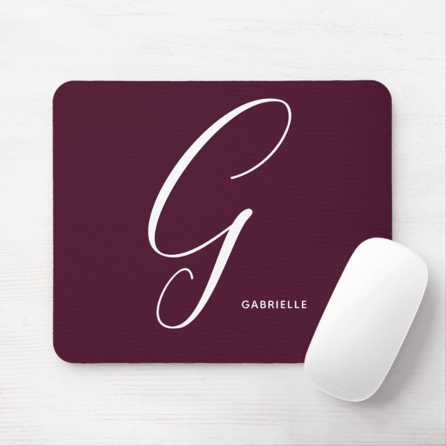 Mousepad Letra G Burgundy com Script Simplesmente Monograma (Com mouse)