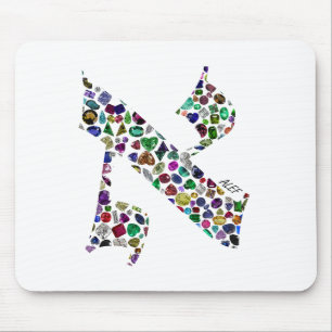 Mousepad Letra Hebraica ALEF feita com Pedras Preciosas