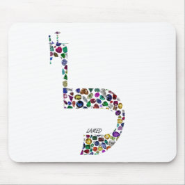Mousepad Letra hebraica "LAMED" feita com pedras Preciosos