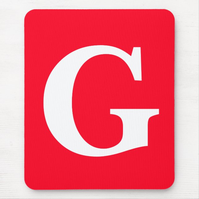 Mousepad Letra inicial monograma branco branco simples (Frente)