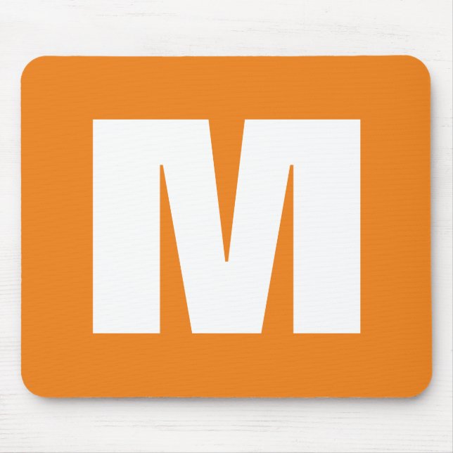 Mousepad Letra inicial Monograma Estilo moderno Laranja Bra (Frente)