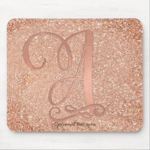 Mousepad Letra Inicial Personalizada A em Dourado Rosa Glam