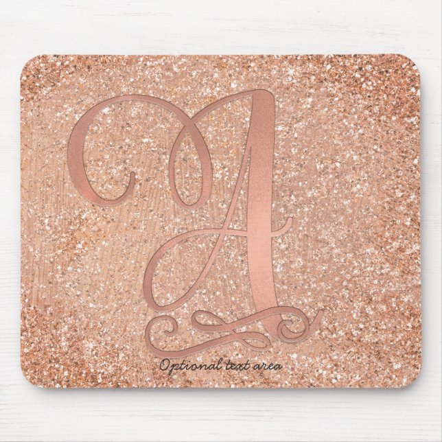 Mousepad Letra Inicial Personalizada A em Dourado Rosa Glam (Frente)