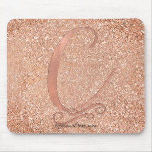 Mousepad Letra Inicial Personalizada C Glam Rosa Dourado
