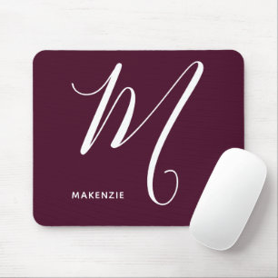 Mousepad Letra M Burgundy com Script Simplesmente Monograma