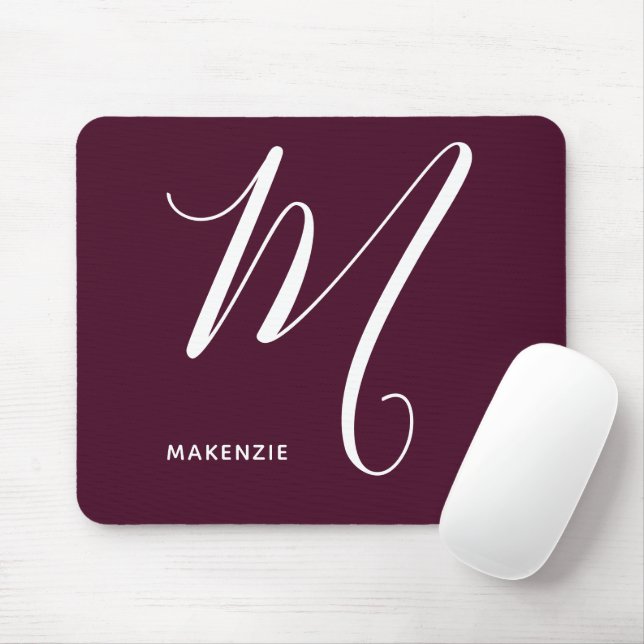 Mousepad Letra M Burgundy com Script Simplesmente Monograma (Com mouse)
