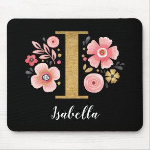 Mousepad Letra Minigráfica Negra Rosa Inicial I