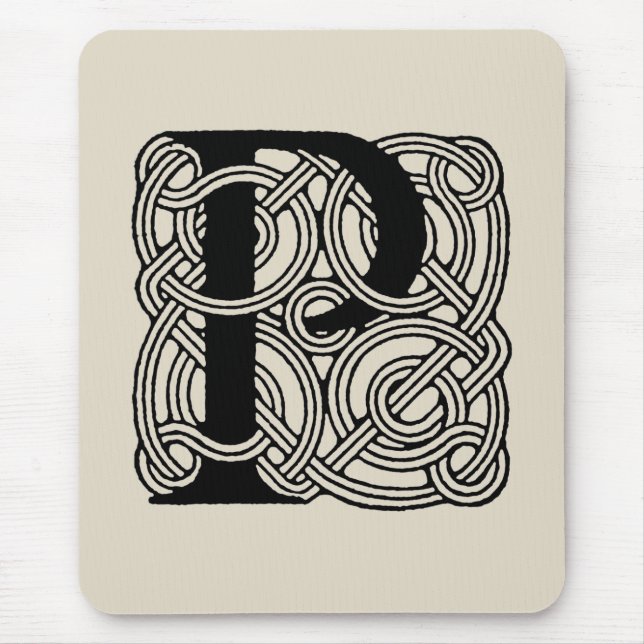 Mousepad Letra P Vintage Celtic Knot Monograma (Frente)