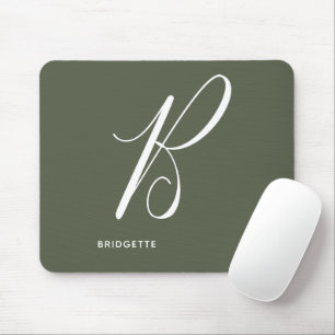 Mousepad Letra Script B Chive Verde, Com Monograma Artístic