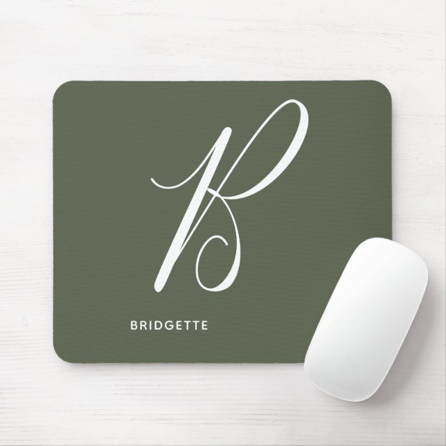 Mousepad Letra Script B Chive Verde, Com Monograma Artístic (Com mouse)