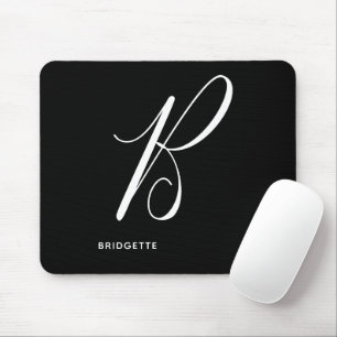 Mousepad Letra Script B Preta e Branca com Monogramas Artí