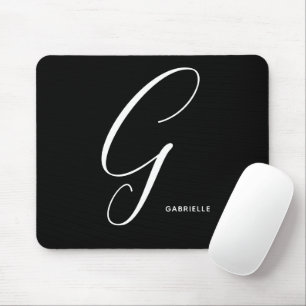 Mousepad Letra Script G Preta e Branca, Com Monograma Artí